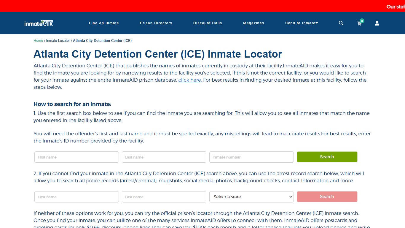 Atlanta City Detention Center (ICE) Inmate Locator