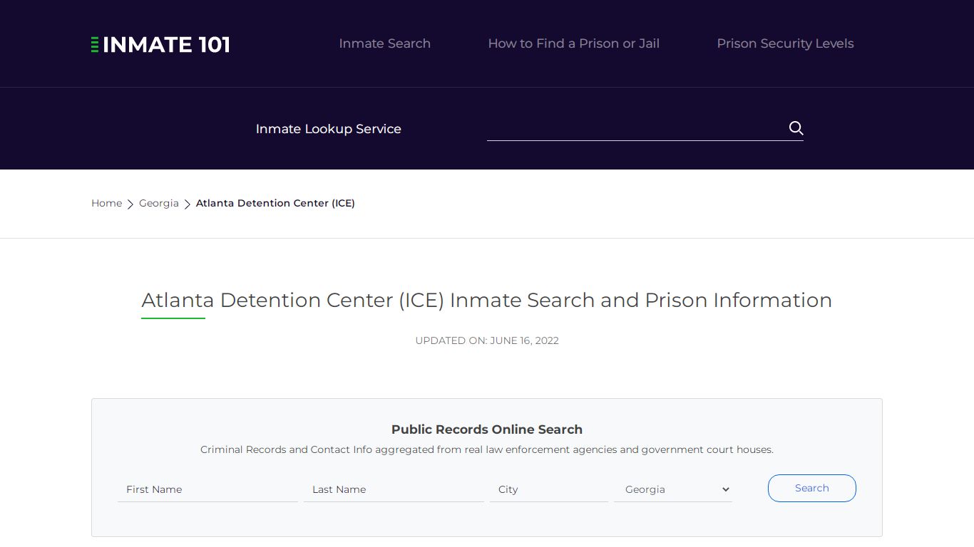 Atlanta Detention Center (ICE) Inmate Search, Visitation ...